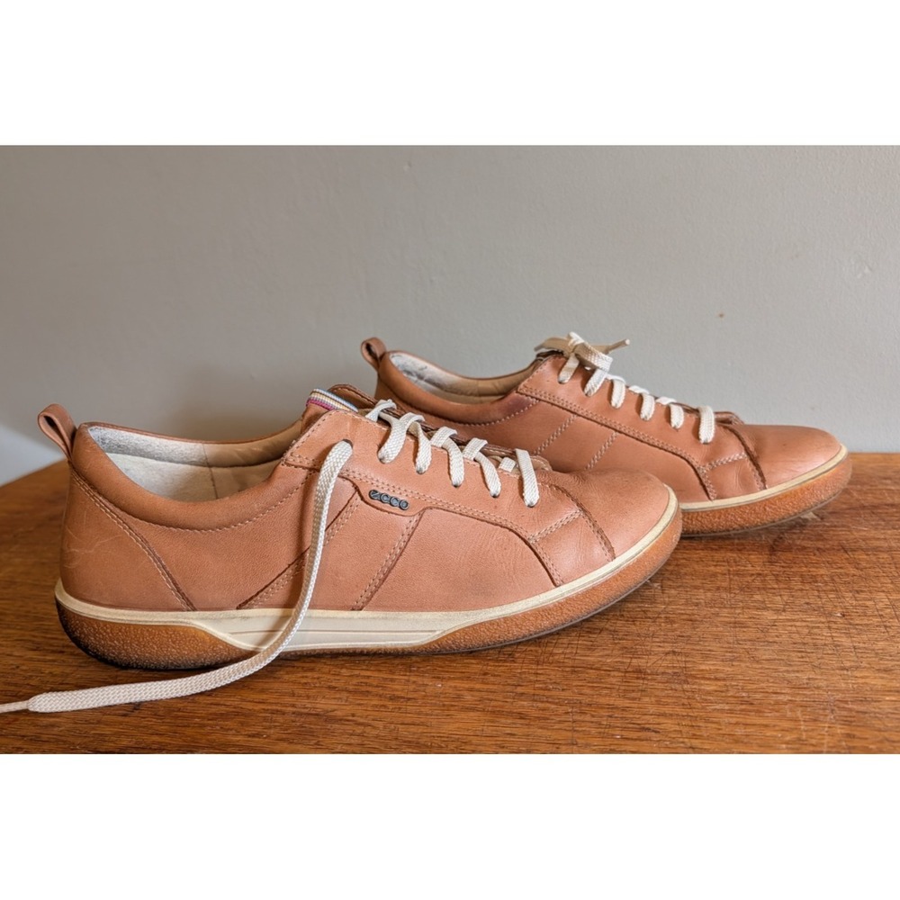 Ecco Chase Tie Brown Leather Sneakers Women US9 EU40 Walking Casual Comfort Euro